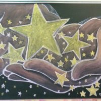 閉校事業「黒板アートで地域・卒業生をお出迎え」