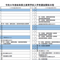 第一次選抜、連携型選抜検査　＊令和８年度岐阜県立高等学校入学者選抜