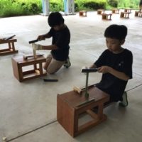 保護中: 【５年・野外学習】１日目・竹スプーン作り